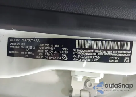 2017 Jeep Renegade Latitude 4X4 z USA, uszkodzony, nr VIN ZACCJBBB6HPF20424